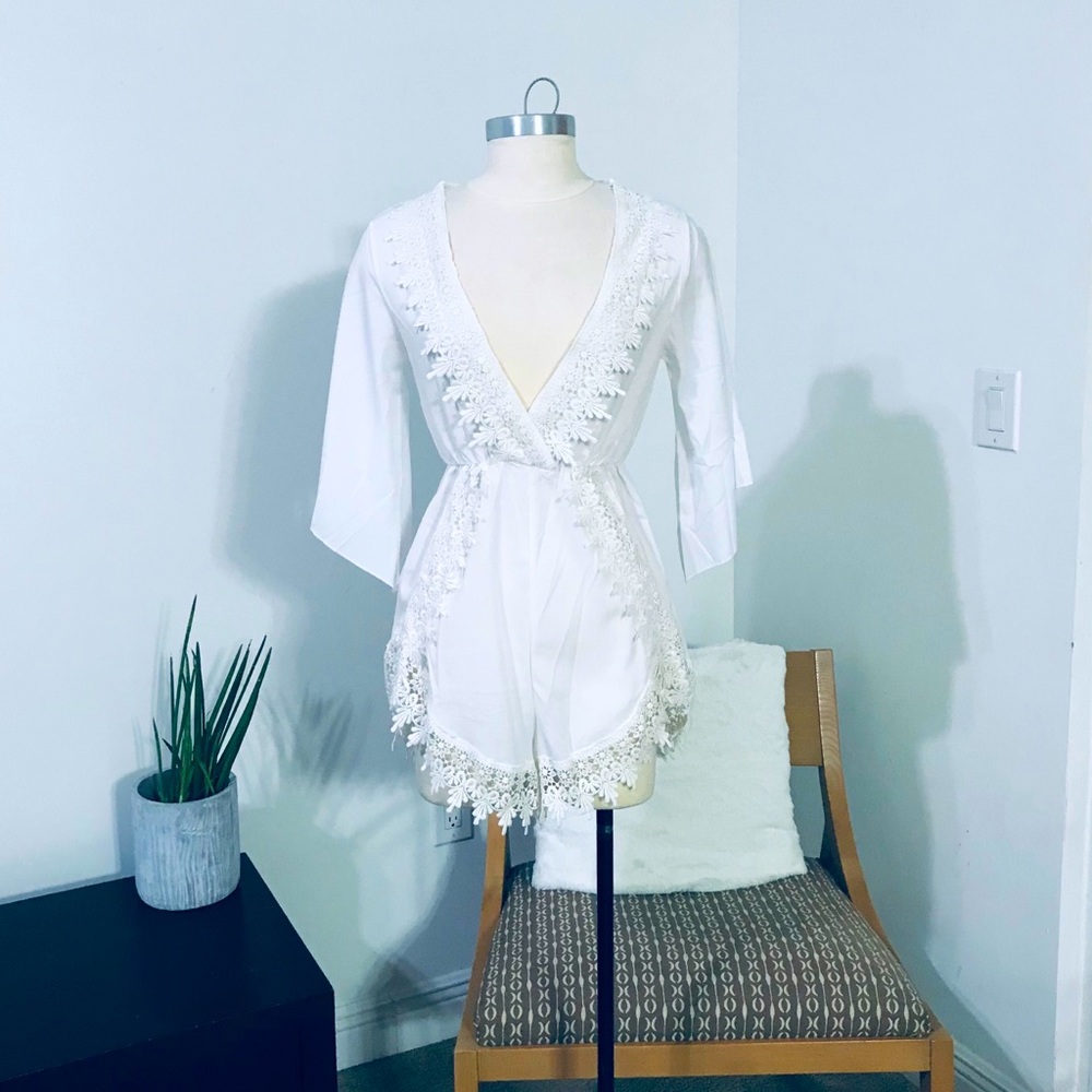 🤍 WHITE BOHO CHIC ROMPER SHORTS 🤍